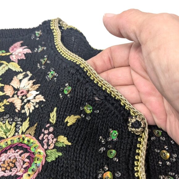 Vintage Y2k 2001 Heirloom Collectibles Cardigan Sweater Large Embroidery Beaded - Picture 11 of 16